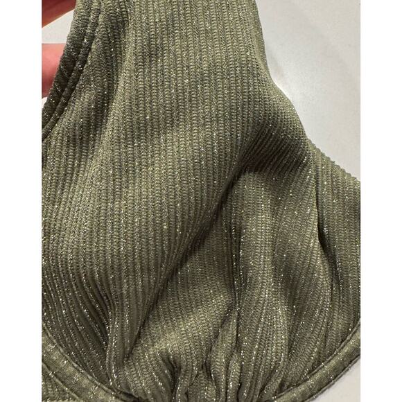 CUPSHE Size Large Green Silver Shimmer Bikini Top Underwire Boho Festival - Picture 4 of 7